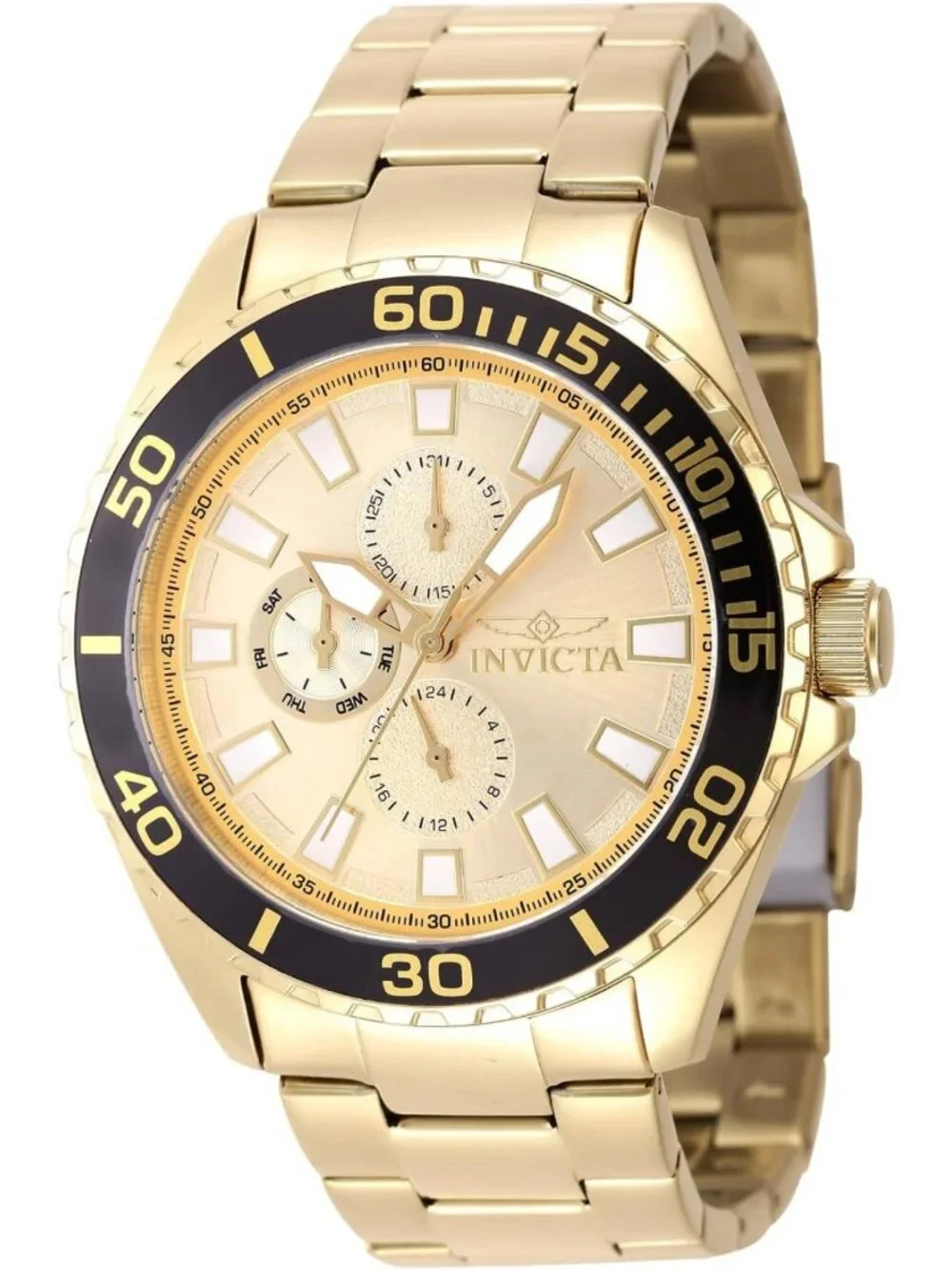 46mm Men's Pro Diver Watch - Stainless Steel, Gold Dial, Quartz Movement